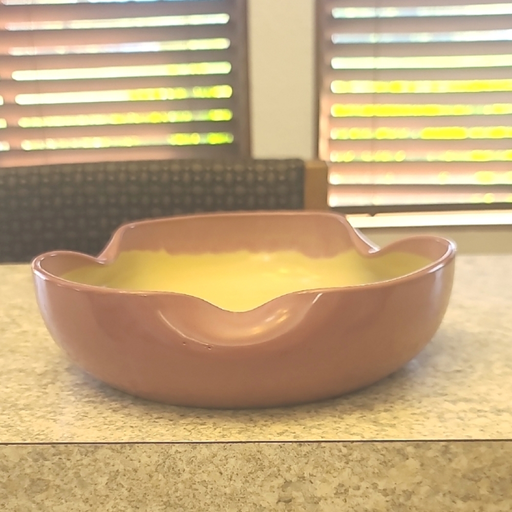 Pink and Cream Ceramic Studio Pottery Bowl